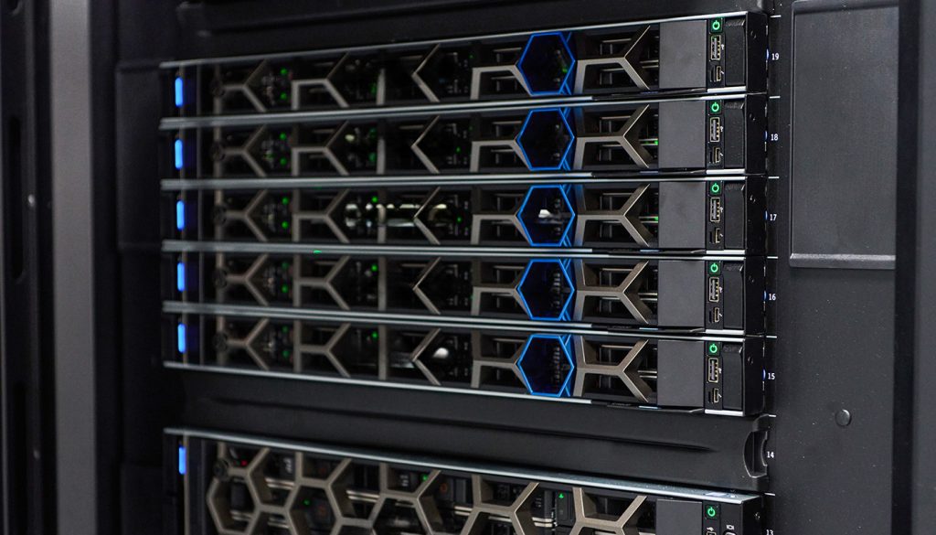 High-density AI server rack with liquid cooling using graphene additive for coolant to manage thermal loads from 1,000W GPU chips in datacenter